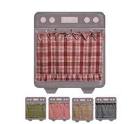 Handmade Oven Skirts, Oven Skirt Curtain Cover, Farmhouse Kitchen Décor, Ribbon Ties, Tabs & Ruffled Trim, Heat-Resistant, Hide Clutter, for Oven, Dishwashers, Washing Machine (cherry)