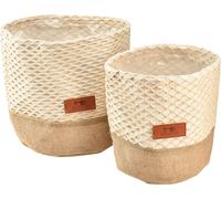 Handmade Panier en tissu Crème Cache-pot Ø16cm Ø19cm Set