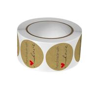 Handmade with Love Stickers Roll Labels, Baking Sticker Label Self Adhesive Round Red Heart Scrapbooking Envelope Seals | Perfect Suitable Ideal for Usages Scenarios