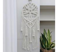 Handmade Woven Tapestry Creative Tassel Pendant Dream Catcher Net Home Interior Background Decoration Wall Hanging(White)