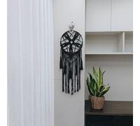 Handmade Woven Tapestry Creative Tassel Pendant Dream Catcher Net Home Interior Background Decoration Wall Hanging(Black)