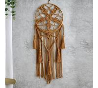 Handmade Woven Tapestry Creative Tassel Pendant Dream Catcher Net Home Interior Background Decoration Wall Hanging(Orange)