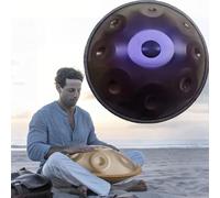 Handpan 22 Pouces - Instrument Percussion Harmonique en Acier D Mineur - 9/10/12Notes - Handpan Drum 432Hz 440Hz - pour Méditation Yoga Thérapie Sonore - Support et Mallette(Purple,432HZ/10Note)