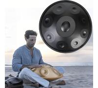 Handpan 22 Pouces - Instrument Percussion Harmonique en Acier D Mineur - 9/10/12Notes - Handpan Drum 432Hz 440Hz - pour Méditation Yoga Thérapie Sonore - Support et Mallette(Black,432HZ/12Note)