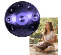 Handpan 22 Pouces Ré Mineur pour Guérison Sonore Handpan Drum 9/10/12 Note 440hz/432hz pour Méditation Steel Hand Pan Drum avec Sac Souple Maillets Stand pour Débutants(Dark purple,432HZ/9 Note)