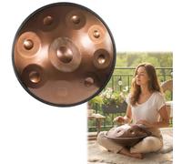 Handpan 22 Pouces Ré Mineur pour Guérison Sonore Handpan Drum 9/10/12 Note 440hz/432hz pour Méditation Steel Hand Pan Drum avec Sac Souple Maillets Stand pour Débutants(Or,432HZ/9 Note)