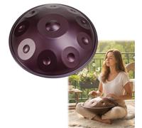 Handpan 22 Pouces Ré Mineur pour Guérison Sonore Handpan Drum 9/10/12 Note 440hz/432hz pour Méditation Steel Hand Pan Drum avec Sac Souple Maillets Stand pour Débutants(Purple,440HZ/12 Note)