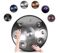 Handpan 440/430 Hz Instrument De 9/10/12 Sons Tambour À Main En D Mineur Hand Pan Drum Avec Sac, Maillets, Support Pour Débutants, Professionnels, Musicothérapie(Silver,432hz 9 Notes)