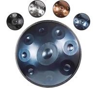 Handpan 55,8 cm Tambours à main en ré mineur 9/10/12 notes Instrument acier avec étui, baguettes, son 432 Hz/440 Hz for la méditation, musicothérapie(Blue,432HZ/9Note)