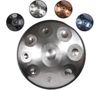 Handpan 55,8 cm Tambours à main en ré mineur 9/10/12 notes Instrument acier avec étui, baguettes, son 432 Hz/440 Hz for la méditation, musicothérapie(Silver,440HZ/12Note)