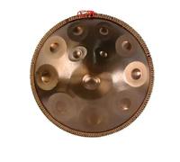 Handpan 9/10/12/14 Notes 22 pouces 432hz professionnel en ré mineur Instrument de Percussion à tambour main acier for une Performance professionnelle(432hz golden 12 tone)