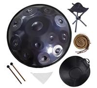 Handpan 9/10/12 Notes en Ré Mineur 432/440Hz - Tambour à Main 56cm en Acier Nitruré - Instrument de Percussion Harmonique avec Sac de Transport, Support et Mailloches(Blue,440HZ/12Note)