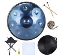 Handpan 9 Notes 10 Notes Batterie à Main en Acier 432 Hz 440 Hz avec Sac à Main Souple, 2 Maillets, Support pour la guérison sonore, la méditation personnelle, le yoga(Blue,432HZ/12Note)
