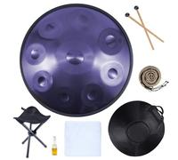 Handpan 9 Notes 10 Notes Batterie à Main en Acier 432 Hz 440 Hz avec Sac à Main Souple, 2 Maillets, Support pour la guérison sonore, la méditation personnelle, le yoga(Purple,440HZ/9Note)