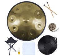 Handpan 9 Notes 10 Notes Batterie à Main en Acier 432 Hz 440 Hz avec Sac à Main Souple, 2 Maillets, Support pour la guérison sonore, la méditation personnelle, le yoga(Gold,440HZ/12Note)