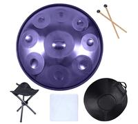 Handpan 9 Notes en Ré Mineur, Instrument en Acier 432Hz pour Méditation, Yoga Et Soulagement du Stress, Percussion Harmonique avec Sac De Voyage, Support Et Mailloches(Purple)