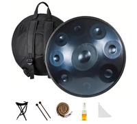 Handpan Adulte 440 Hz 9/10/12 Notes Tambour À Main Handpan Avancé pour Adultes 56cm Instrument À Tambour Ré Mineur, Avec Maillets(Bleu,10 notes)