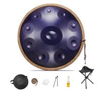 Handpan Adulte 440Hz 432Hz Handpan Drum Instrument 9/10/12 Notes Tambour Handpans Steel Tongue Drum Hand Includes Soft Bag, Mallets, Stand, Note Stickers(Violet foncé,440 Hz/9 notes)