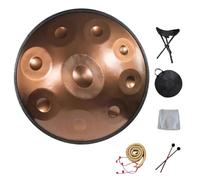 Handpan adulte, Drum Instrument 9/10/12 Notes, Tambour à Main 56 cm D Mineur, 432Hz/440Hz Steel Tongue Drum avec Sac de Batterie et Support-Handpan(Gold,9 Notes/432Hz)