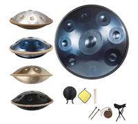 Handpan Avancé 55.8 cm pour Adultes, Handpan en Acier 9/10/12 Notes, Instrument de Musique Pan en Ré Mineur 432Hz/440Hz avec Sac de Transport Souple(Blue,432HZ/9Note)