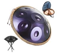 Handpan Avancé pour Adultes 432Hz /440Hz Handpan Drum 9/10/12 Notes Steel Pan Drum Instruments de Percussion en Métal pour Méditation Yoga Thérapie Par Le Son(Violet foncé,432 Hz/9 notes)