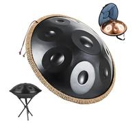 Handpan Avancé pour Adultes 432Hz /440Hz Handpan Drum 9/10/12 Notes Steel Pan Drum Instruments de Percussion en Métal pour Méditation Yoga Thérapie Par Le Son(Noir,432 Hz/10 notes)