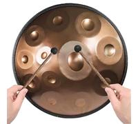 Handpan Avancé pour Adultes 9/10/12 Notes, Handpan Drum 432Hz/440Hz en Ré Mineur, Instrument de Musique en Acier avec Mailloches(Gold,432HZ/12Note)