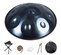 Handpan Avancé pour Adultes Tambour À Main 9/10/12 Notes Hand Pan Drum Professionne 440 Hz 56 Cm en Acier Avec Sac À Main Doux G, Mineur, Avec Support(Bleu,9 notes)