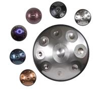 Handpan Batterie à main en acier 22 Zoll, 9/10/12 Töne 432/440Hz Instrument de Percussion Handpan en Acier Avec Sac Soft, 2 Maillets, Stand Instrument de Percussion(Argent,432HZ/10Note)