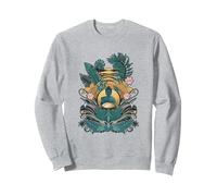 Handpan Buddha Drums Music Handpan Sweatshirt, Unisexe pour Adultes, Gris Chiné, L