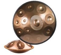 Handpan Débutan Drum Instrument de musique 9/10/12 Tons, 22 Pouces Hand Pan, tambour à langue avec Sac de Batterie et Support-Handpan pour la Guérison par le Son(Gold,12 Notes/440Hz)