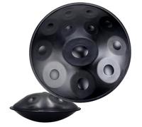 Handpan Débutan Drum Instrument de musique 9/10/12 Tons, 22 Pouces Hand Pan, tambour à langue avec Sac de Batterie et Support-Handpan pour la Guérison par le Son(Black,12 Notes/440Hz)