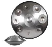 Handpan Débutan Drum Instrument de musique 9/10/12 Tons, 22 Pouces Hand Pan, tambour à langue avec Sac de Batterie et Support-Handpan pour la Guérison par le Son(Silver,9 Notes/440Hz)