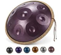 Handpan Drum 10 Notes en Ré Mineur, 432 Hz 440 Hz Or Instrument de Percussion, Tambour à Main en Acier avec Sac de Rangement Maillets et Support de Tambour(Violette,432HZ/10Note)