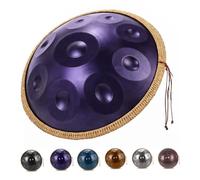 Handpan Drum 10 Notes en Ré Mineur, 432 Hz 440 Hz Or Instrument de Percussion, Tambour à Main en Acier avec Sac de Rangement Maillets et Support de Tambour(Deep purple,440HZ/9Note)