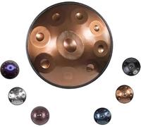 Handpan Drum 22 pouces 9/10/12 Notes D Kurd 432/440 Hz Instrument en acier réglé à la main Ensemble complet de percussions harmoniques for débutants professionnels musicothérapie(Gold,440HZ/12Note)