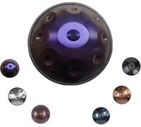 Handpan Drum 22 pouces 9/10/12 Notes D Kurd 432/440 Hz Instrument en acier réglé à la main Ensemble complet de percussions harmoniques for débutants professionnels musicothérapie(Purple,440HZ/9Note)