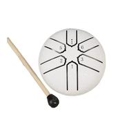 Handpan Drum 3 pouces 6 notes tambour de pluie mini handpan extérieur instrument décoration yoga méditation acier langue carillon ornement(White)