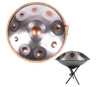 Handpan Drum 432/440 HZ Professionnel/Débutant Tambour à main 9/10/12 notes 22 pouces en acier percussion harmonique steel tongue drum pour la guérison du son(Gold and silver,10 Notes/432Hz)