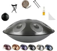 Handpan Drum 432 Hz 440 Instrument D Menor 9/10/12 tons 56 cm Percussion musicale for la guérison sonore, méditation personnelle, le yoga(Silver,432HZ/10Hinweis)