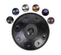 Handpan Drum 432Hz/440Hz, 9/10/12 Notes Instrument de Percussion de 55cm Avec Trépied, Tongue Drum, Handpan en Acier pour La Méditation, Le Yoga et La Guérison Sonore(Black,440HZ/9Note)