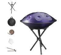Handpan Drum 432Hz/440Hz | 9/10/12 Notes Instrument de Percussion en Acier 55cm | Tambour À Langues avec Trépied Sac de Transport | Handpan pour Méditation Yoga Musicothérapie(Purple,440HZ/10Note)