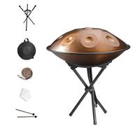 Handpan Drum 432Hz/440Hz | 9/10/12 Notes Instrument de Percussion en Acier 55cm | Tambour À Langues avec Trépied Sac de Transport | Handpan pour Méditation Yoga Musicothérapie(Gold,440HZ/12Note)