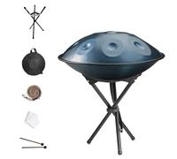 Handpan Drum 432Hz/440Hz | 9/10/12 Notes Instrument de Percussion en Acier 55cm | Tambour À Langues avec Trépied Sac de Transport | Handpan pour Méditation Yoga Musicothérapie(Blue,440HZ/10Note)