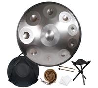 Handpan Drum 432Hz 440Hz en Ré Mineur 56cm Tambour À Main En Acier, 9/10/12 Notes Instruments de Percussion en Métal pour Méditation Yoga Thérapie par Le Son(Silver,10 Notes/432Hz)