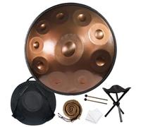 Handpan Drum 432Hz 440Hz en Ré Mineur 56cm Tambour À Main En Acier, 9/10/12 Notes Instruments de Percussion en Métal pour Méditation Yoga Thérapie par Le Son(Gold,10 Notes/440Hz)