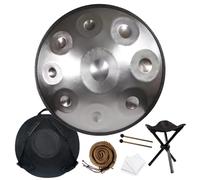 Handpan Drum 432Hz 440Hz en Ré Mineur 56cm Tambour À Main En Acier, 9/10/12 Notes Instruments de Percussion en Métal pour Méditation Yoga Thérapie par Le Son(Silver,9 Notes/432Hz)