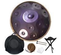 Handpan Drum 432Hz 440Hz en Ré Mineur 56cm Tambour À Main En Acier, 9/10/12 Notes Instruments de Percussion en Métal pour Méditation Yoga Thérapie par Le Son(Purple,12 Notes/432Hz)