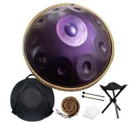 Handpan Drum 432Hz 440Hz en Ré Mineur 56cm Tambour À Main En Acier, 9/10/12 Notes Instruments de Percussion en Métal pour Méditation Yoga Thérapie par Le Son(Purple,10 Notes/440Hz)