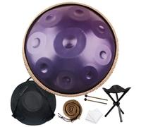 Handpan Drum 432Hz 440Hz en Ré Mineur 56cm Tambour À Main En Acier, 9/10/12 Notes Instruments de Percussion en Métal pour Méditation Yoga Thérapie par Le Son(Purple,9 Notes/440Hz)